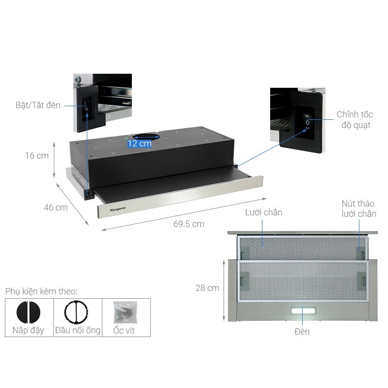 Máy hút mùi âm tủ KG70BH1