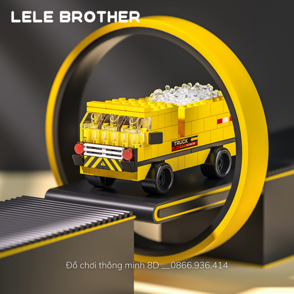 Mô hình lắp ráp xe cần cẩu, xe máy xúc, mô hình xe máy đào - Đồ chơi lắp ráp phát triển tư duy cho bé trai từ 6 tuổi