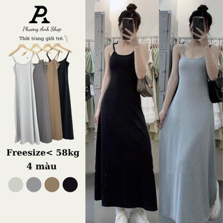 Đầm Body Nữ Dáng Dài Đuôi Cá Len Tăm, Váy ôm body sexy Hai Dây Màu tôn dáng cực đỉnh váy tăm 2 dây 225
