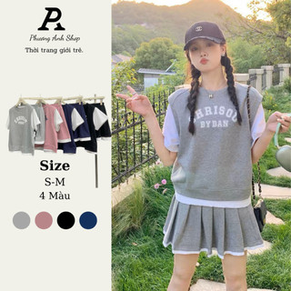 SET đồ nữ,Set áo phối tay trắng, chân váy xòe xếp ly năng động . Chất Cotton Tàu , hàng qccc. M887