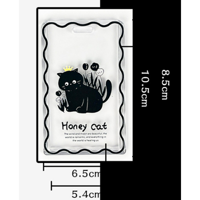 Bao đựng thẻ xe, atm, thẻ xe buýt trong suốt kèm móc khóa có họa tiết dễ thương Honey Cat