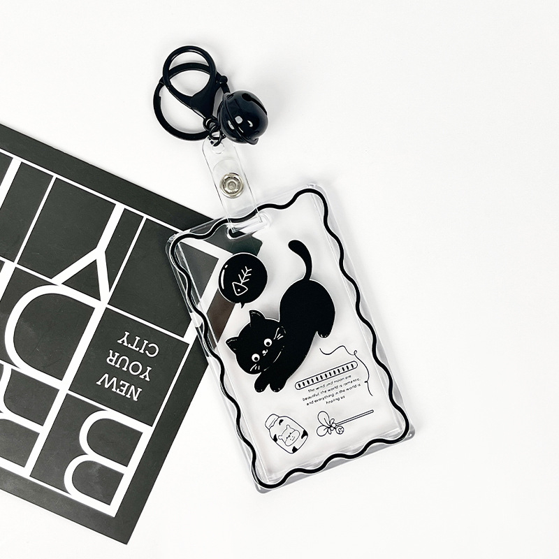 Bao đựng thẻ xe, atm, thẻ xe buýt trong suốt kèm móc khóa có họa tiết dễ thương Honey Cat