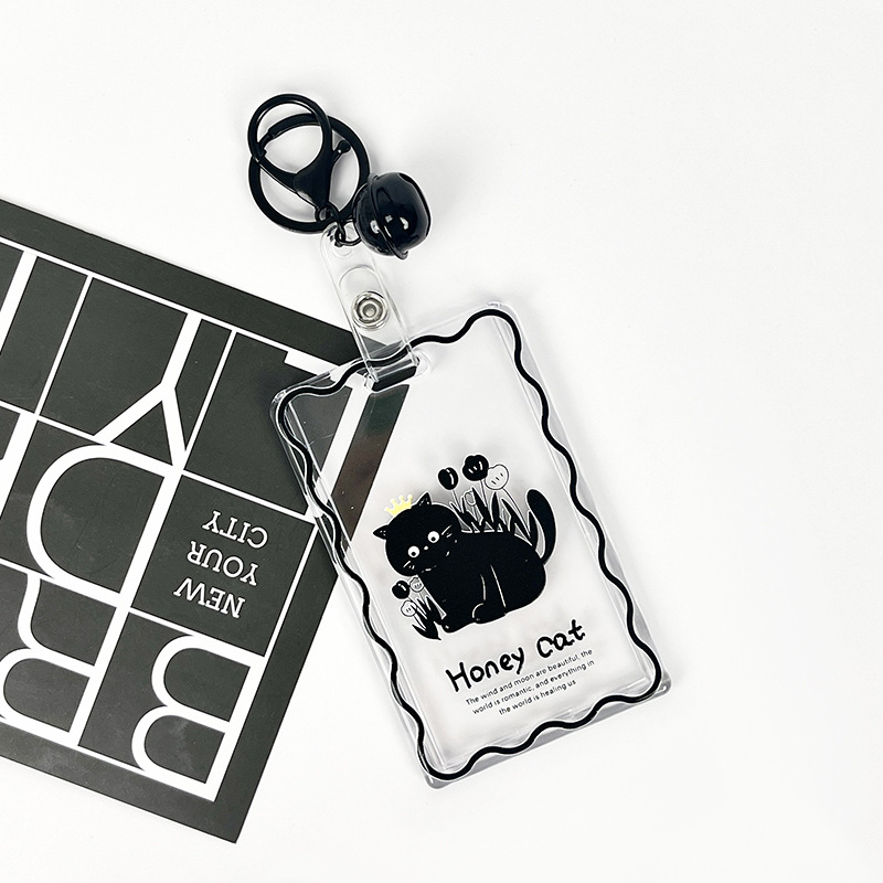 Bao đựng thẻ xe, atm, thẻ xe buýt trong suốt kèm móc khóa có họa tiết dễ thương Honey Cat