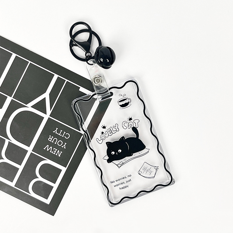 Bao đựng thẻ xe, atm, thẻ xe buýt trong suốt kèm móc khóa có họa tiết dễ thương Honey Cat