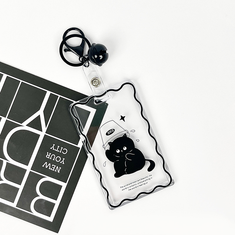 Bao đựng thẻ xe, atm, thẻ xe buýt trong suốt kèm móc khóa có họa tiết dễ thương Honey Cat