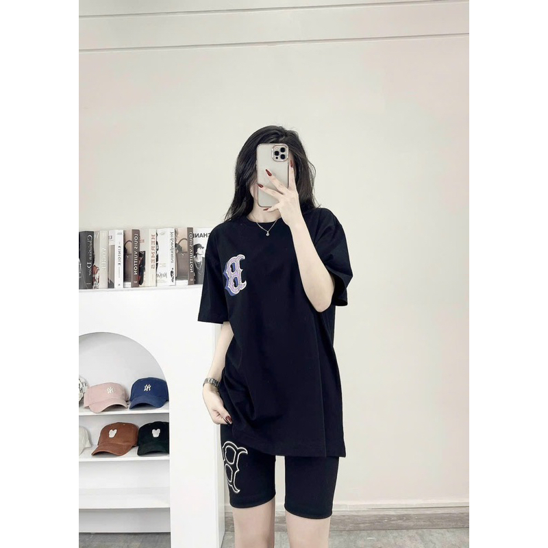 Quần leggin short Cycle Monogram đen logo in trắng hàng chuẩn