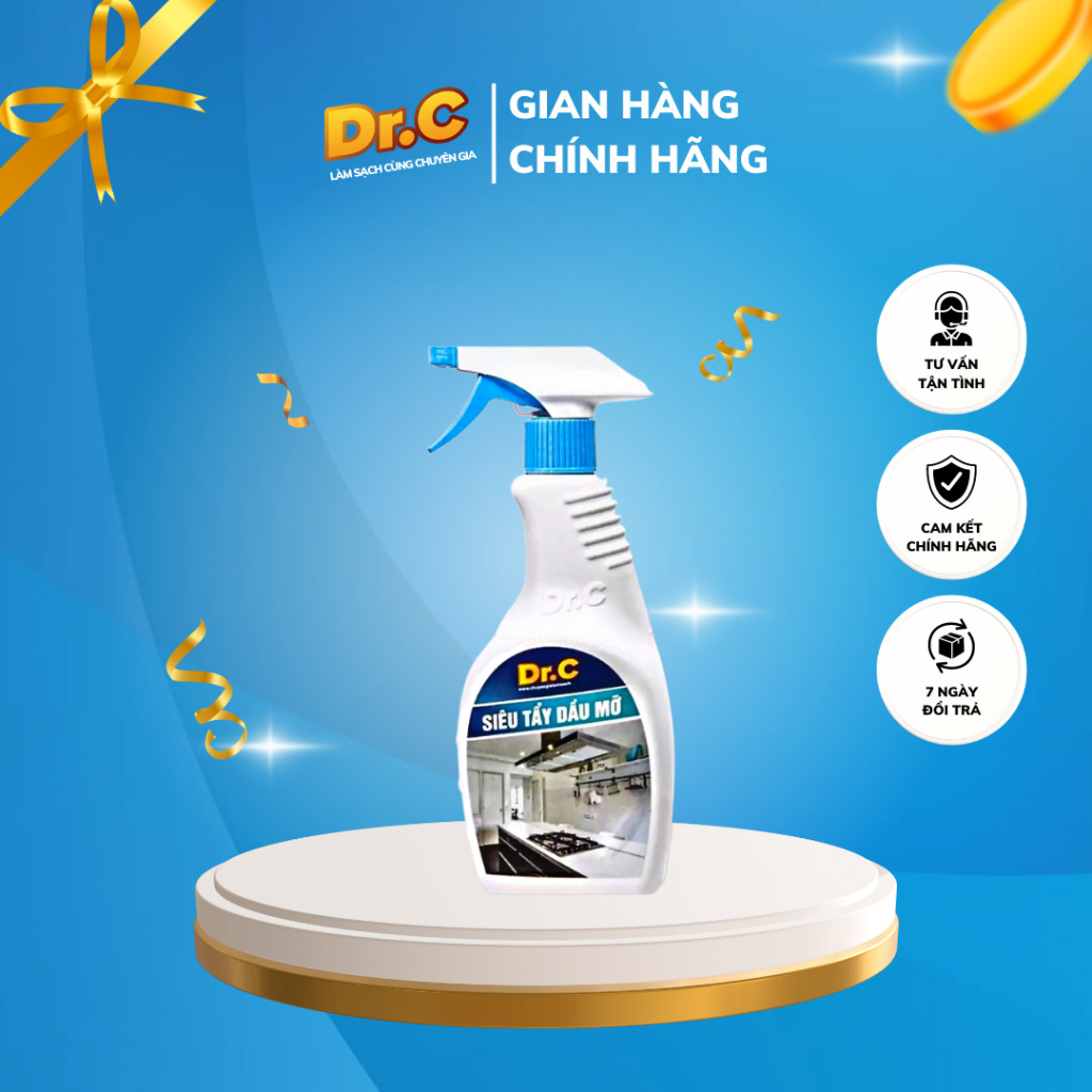 Tẩy dầu mỡ tẩy xoong tẩy vỉ hút mùi tẩy bếp ga nước tẩy rửa DR.C 500ml