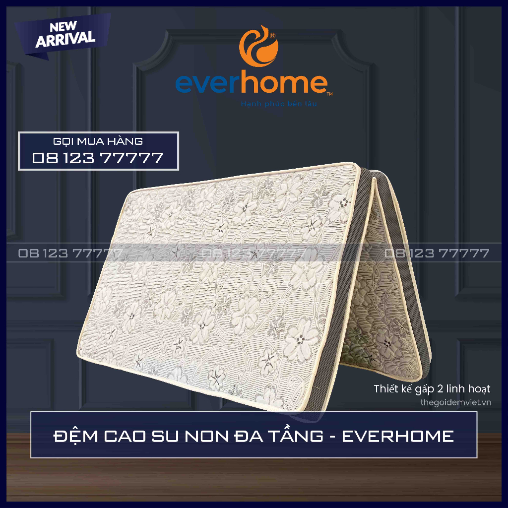 ĐỆM CAO SU NON ĐA TẦNG EVERHOME - KHÁNG KHUẨN - ÊM ÁI - HÀNG CHÍNH HÃNG