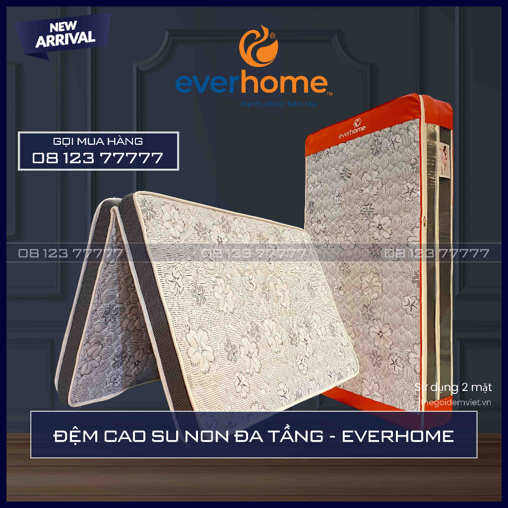 ĐỆM CAO SU NON ĐA TẦNG EVERHOME - KHÁNG KHUẨN - ÊM ÁI - HÀNG CHÍNH HÃNG