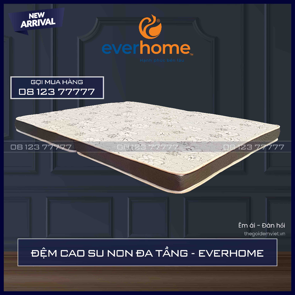 ĐỆM CAO SU NON ĐA TẦNG EVERHOME - KHÁNG KHUẨN - ÊM ÁI - HÀNG CHÍNH HÃNG