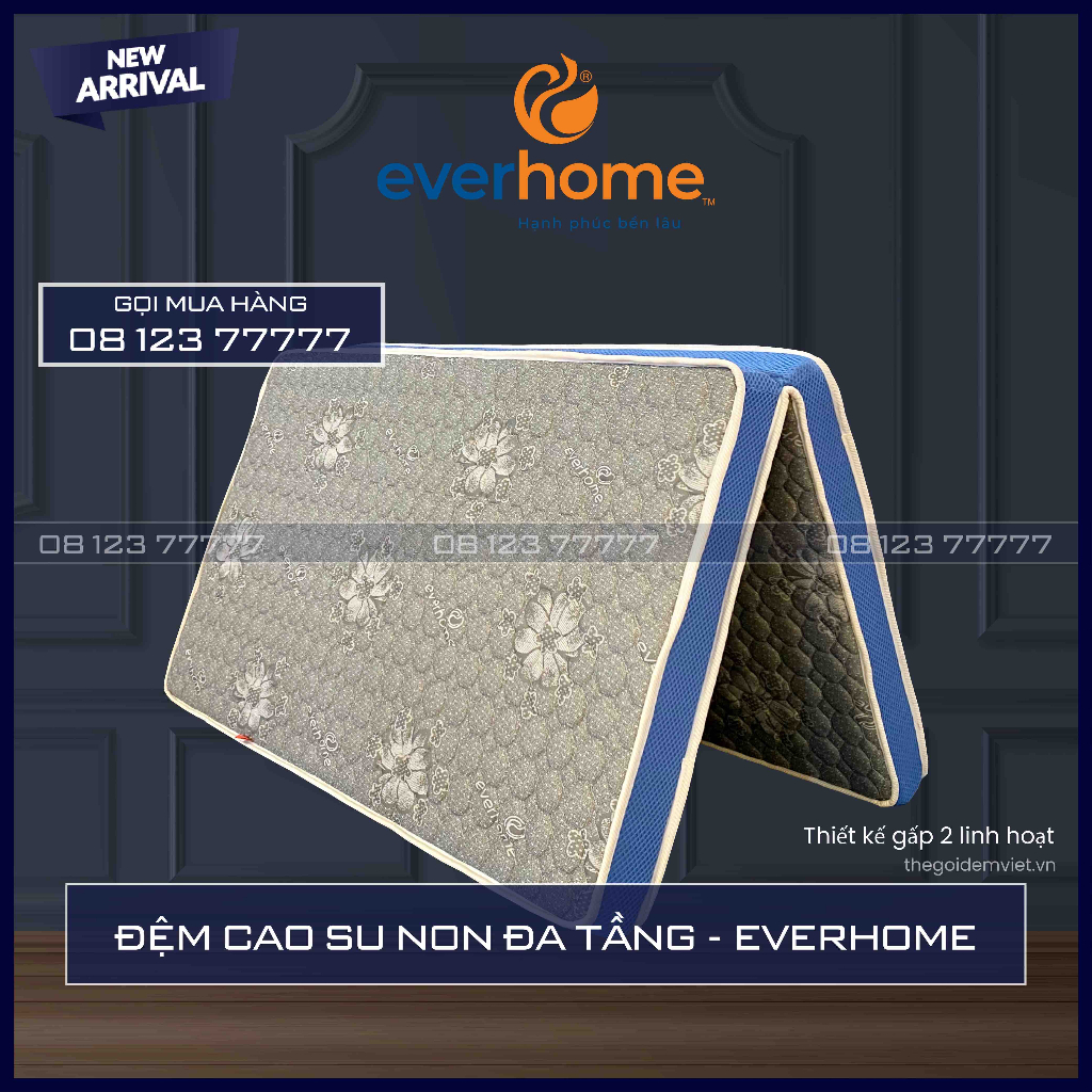 ĐỆM CAO SU NON ĐA TẦNG EVERHOME - KHÁNG KHUẨN - ÊM ÁI - HÀNG CHÍNH HÃNG