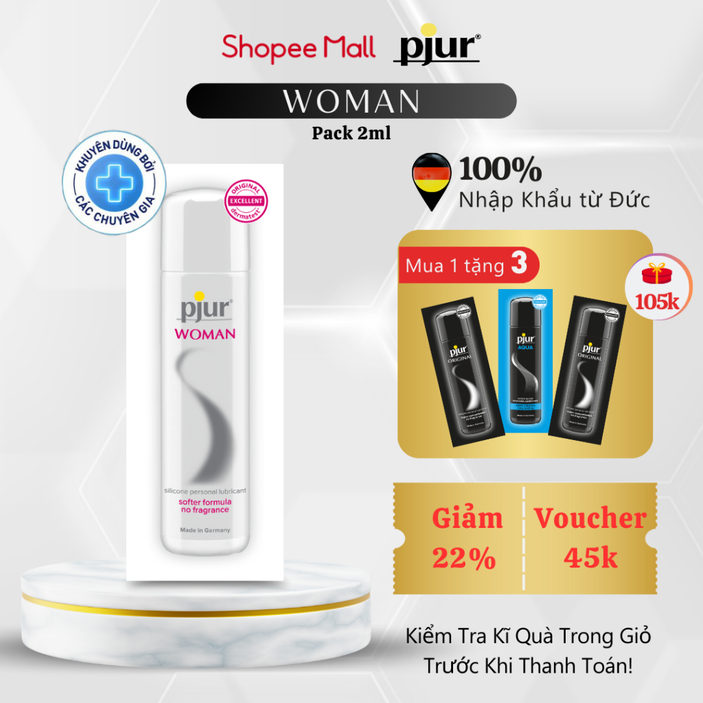 Gel bôi trơn silicone Pjur Woman 1.5ml dành cho nữ da mềm mại ẩm mịn an toàn dưỡng ẩm tốt