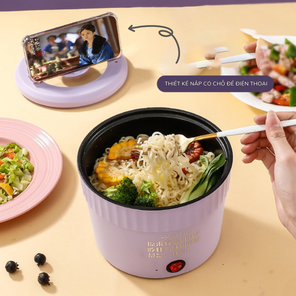 ⭐️ Lẩu điện mini đa năng 2 tầng nấu cơm lẩu cháo chiên xào .