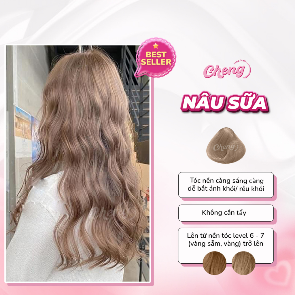 Thuốc Nhuộm Tóc Màu NÂU SỮA, NÂU TRÀ SỮA Không Tẩy | Chenglovehair, Chenglovehairs