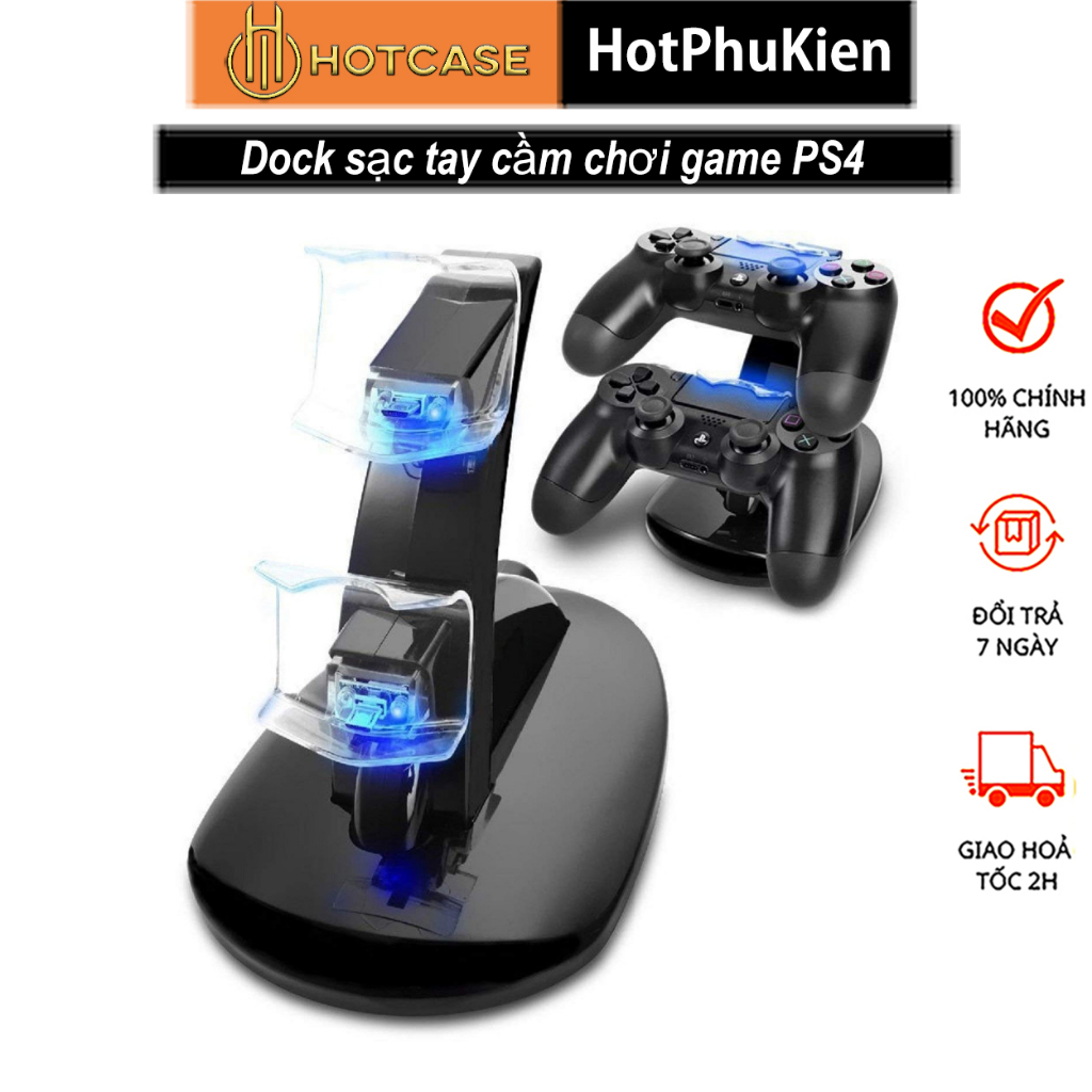 Giá đỡ dock sạc pin tay cầm chơi game PS4 hiệu HOTCASE để được cùng lúc 2 controller
