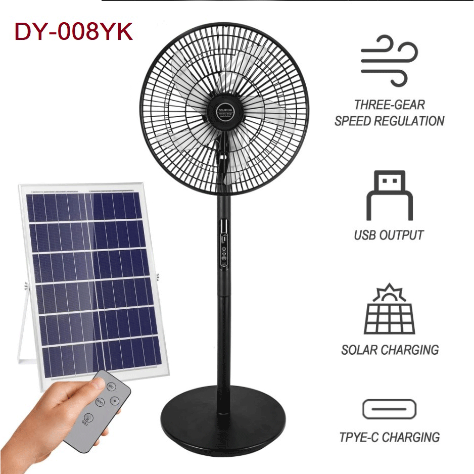 Quạt Năng Lượng Mặt Trời Kết Hợp Sạc Tích Điện Mẫu Mới 3 Cấp Độ Có Đèn Và Cổng Sạc Điện Thoại | BigBuy360 - bigbuy360.vn