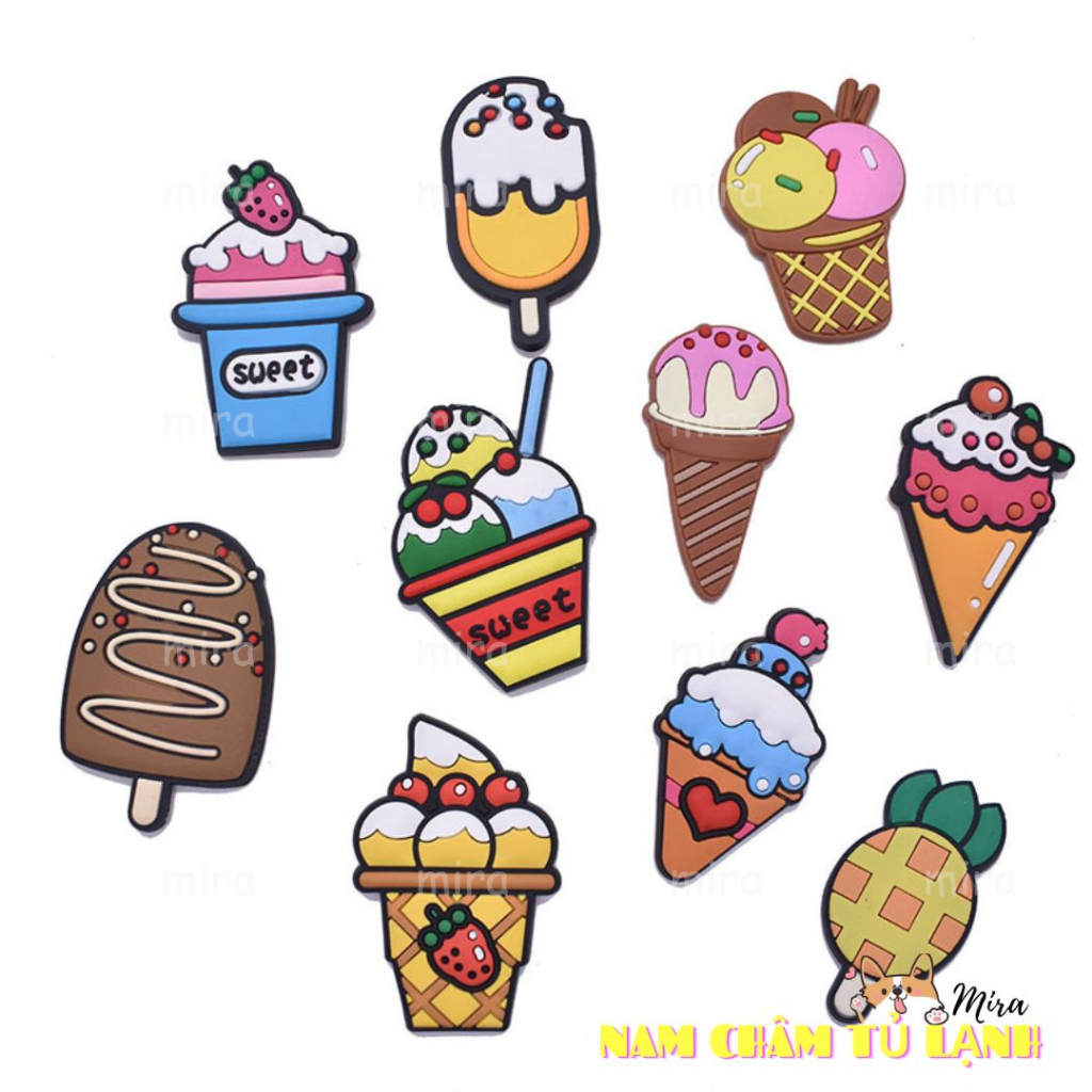Nam Châm Tủ Lạnh Kem Bánh Sinh Nhật Trang Trí Bàn Học Đính Note Bảng Từ Cho Bé Mira-PVC79173