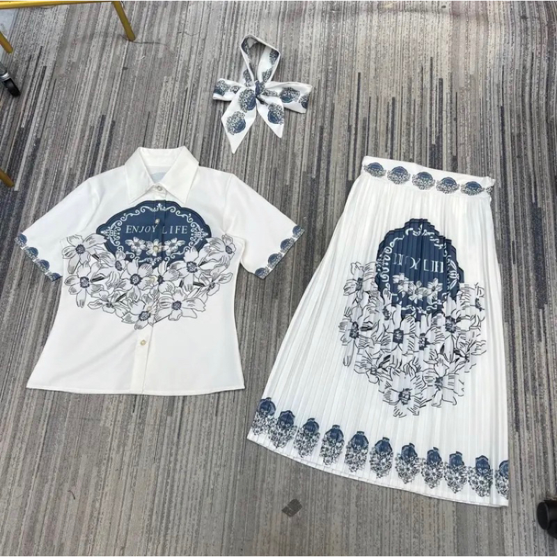 Sét 3d trắng hoa xanh than