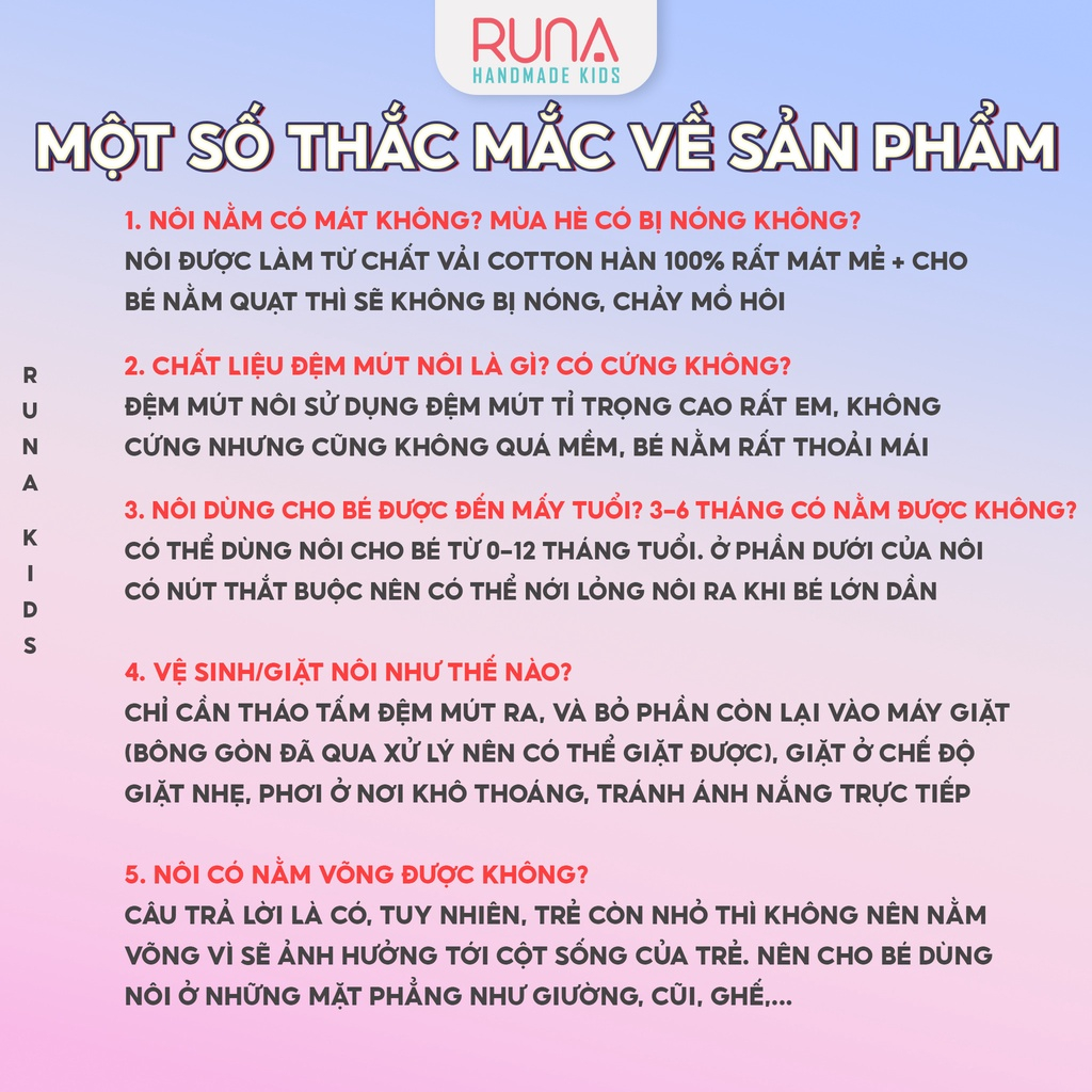 Nôi ngủ chung giường cho bé sơ sinh RUNA KIDS Satin cao cấp mềm mịn thoáng mát an toàn cho da bé