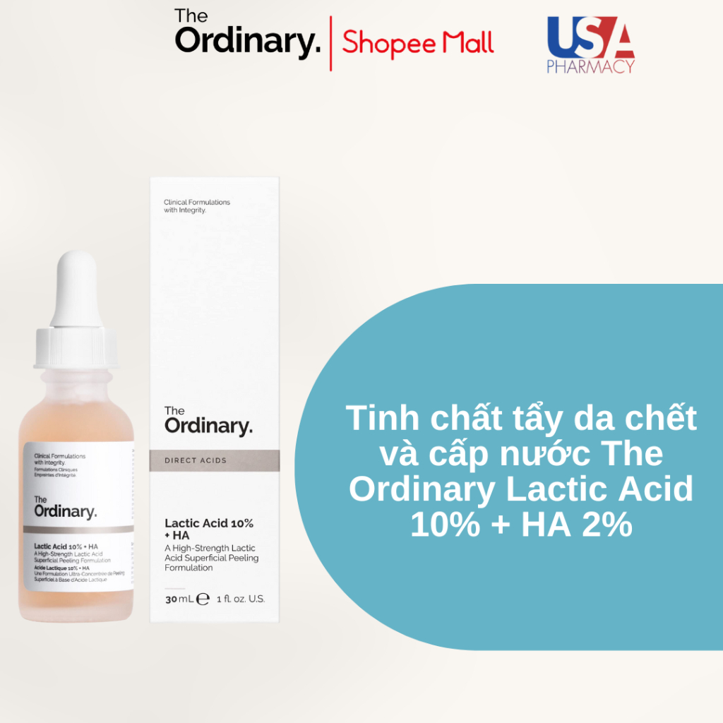 Serum Tẩy Tế Bào Chết Sáng Da, Mờ Thâm Lactic 10% Acid + HA The Ordinary 30ML.