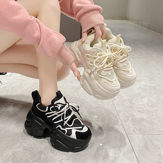 Giày thể thao thời trang cao cấp phối lưới thoáng mát đế 9cm