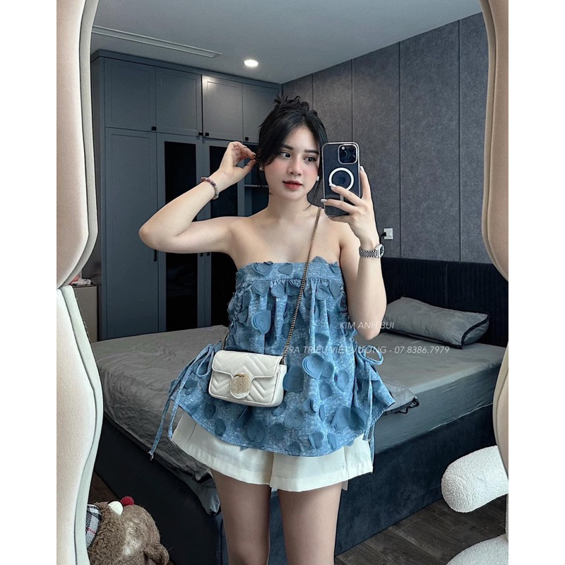Áo quây jean tim nổi Kim Anh Bùi