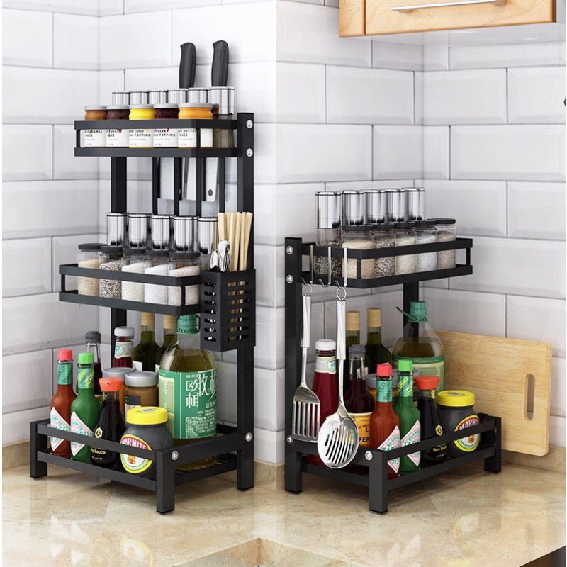 Kệ gia vị nhà bếp đa năng AnhAnh 2/3 tầng thép cabon sơn tĩnh điện cao cấp HEIU663