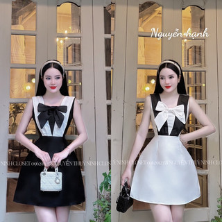 Đầm dáng xoè phối ngực đính nơ Datasco