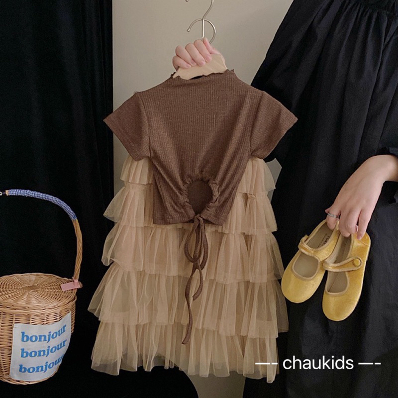 Bán giá sỉ: 8-30kg Set chân váy tầng lưới ren kèm áo tăm khoét lưng điệu đà