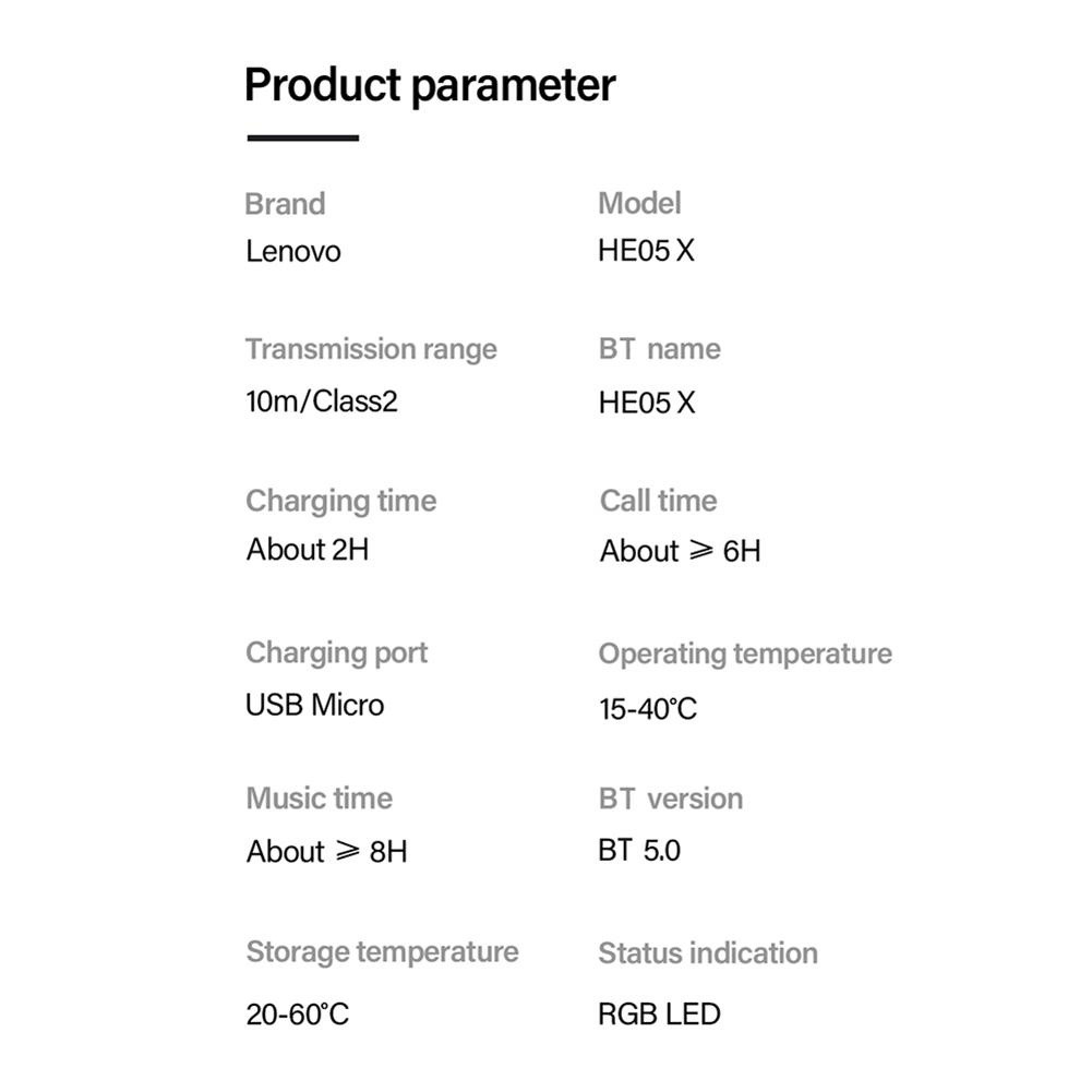 Tai nghe thể thao Bluetooth Lenovo HE05X II - Chống ồn - Chống nước - Có micro