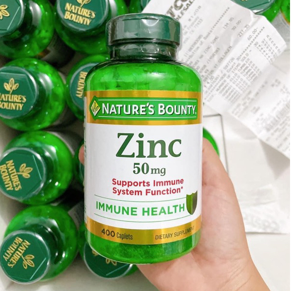Viên uống bổ sung kẽm Zinc 50mg Nature’s Bounty 400 viên - tăng cường hệ thống miễn dịch