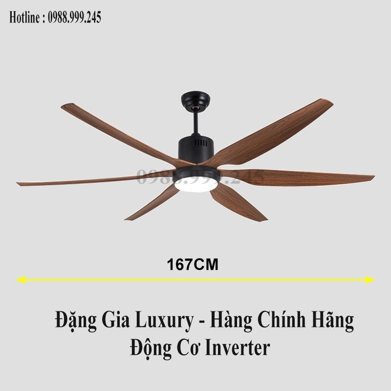 Quạt trần,quạt trần đèn 6 cánh cong siêu mát phong cách hiện đại dành cho phòng khách - khách sạn - nhà hàng - chung cư