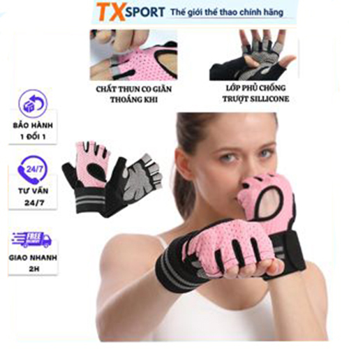 Găng Tay Tập Gym Nam Nữ Aolikes 113 Thiết Kế Có Khóa Chặt Co Giãn Giúp Thoáng Khí Chống Trơn Trượt