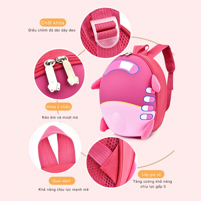 Balo đi học chống thấm nước phong cách hình phi thuyền đáng yêu ngộ nghĩnh dành cho trẻ em