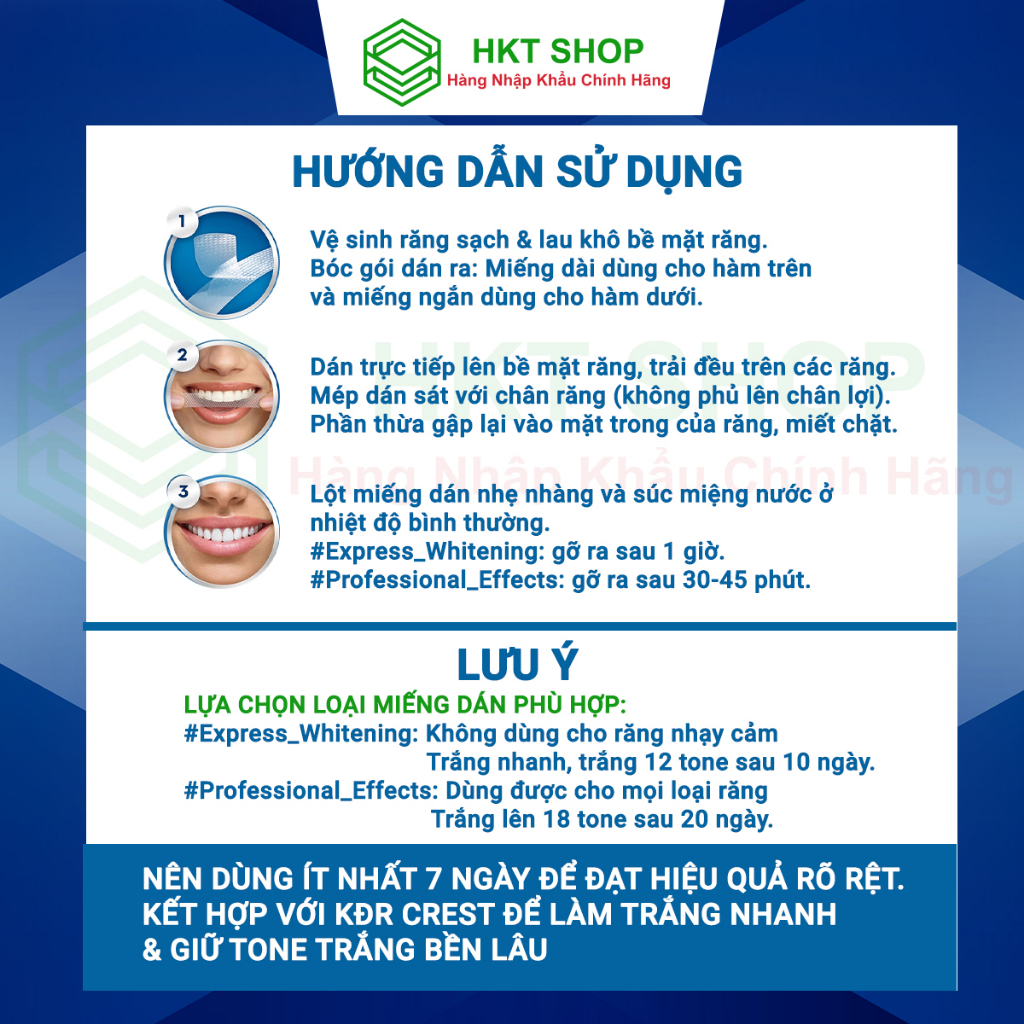 Miếng dán trắng răng Crest 3D Whitestrips_HKT shop