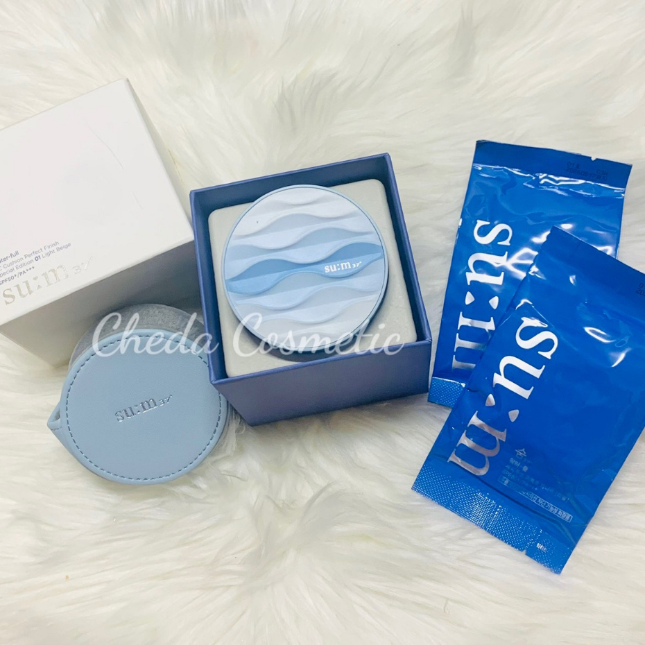 Set Phấn nước Sum xanh Mẫu Mới Da Dầu, Nhờn, Hỗn Hợp Su:m37˚ Water-Full CC Cushion Perfect Finish SPF50+/PA+++.
