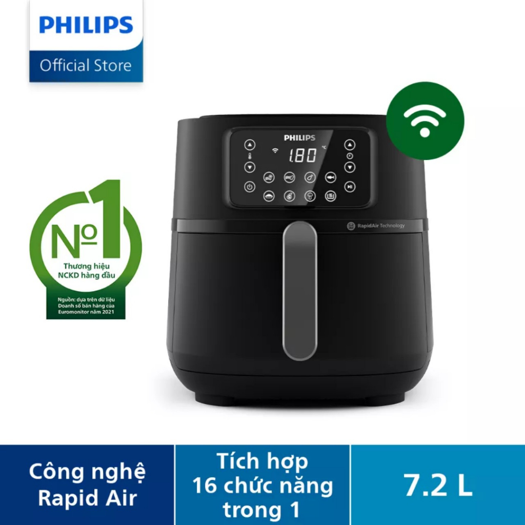 Nồi chiên không dầu Philips HD9285/90  7.2L Size XXL- NEW 2023 - Wifi Connected - Hàng Chính Hãng
