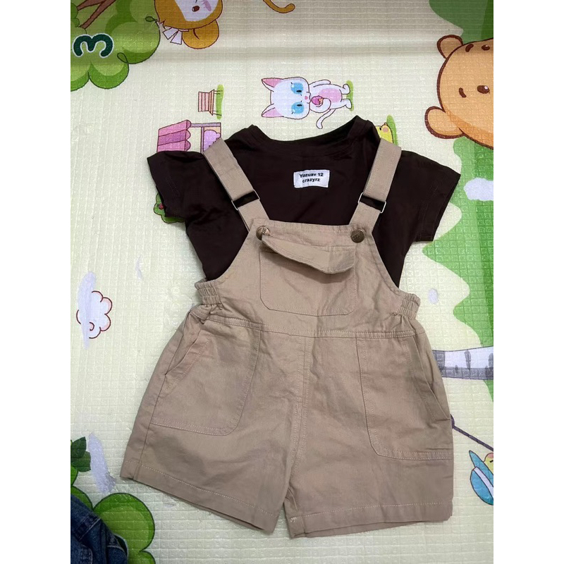 Sét quần yếm mix áo phông phong cách hàn cho bé