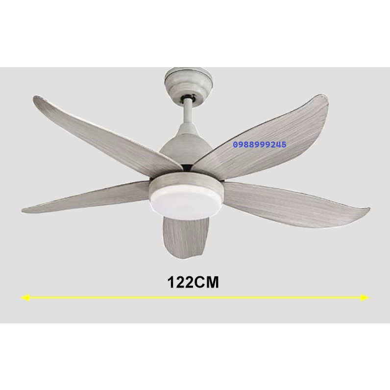 Quạt trần đèn 5 cánh trang trí phòng khách-ngủ-chung cư điều khiển từ xa 6 cấp gió có xoay đảo chiều hút ẩm [BH 10 năm]
