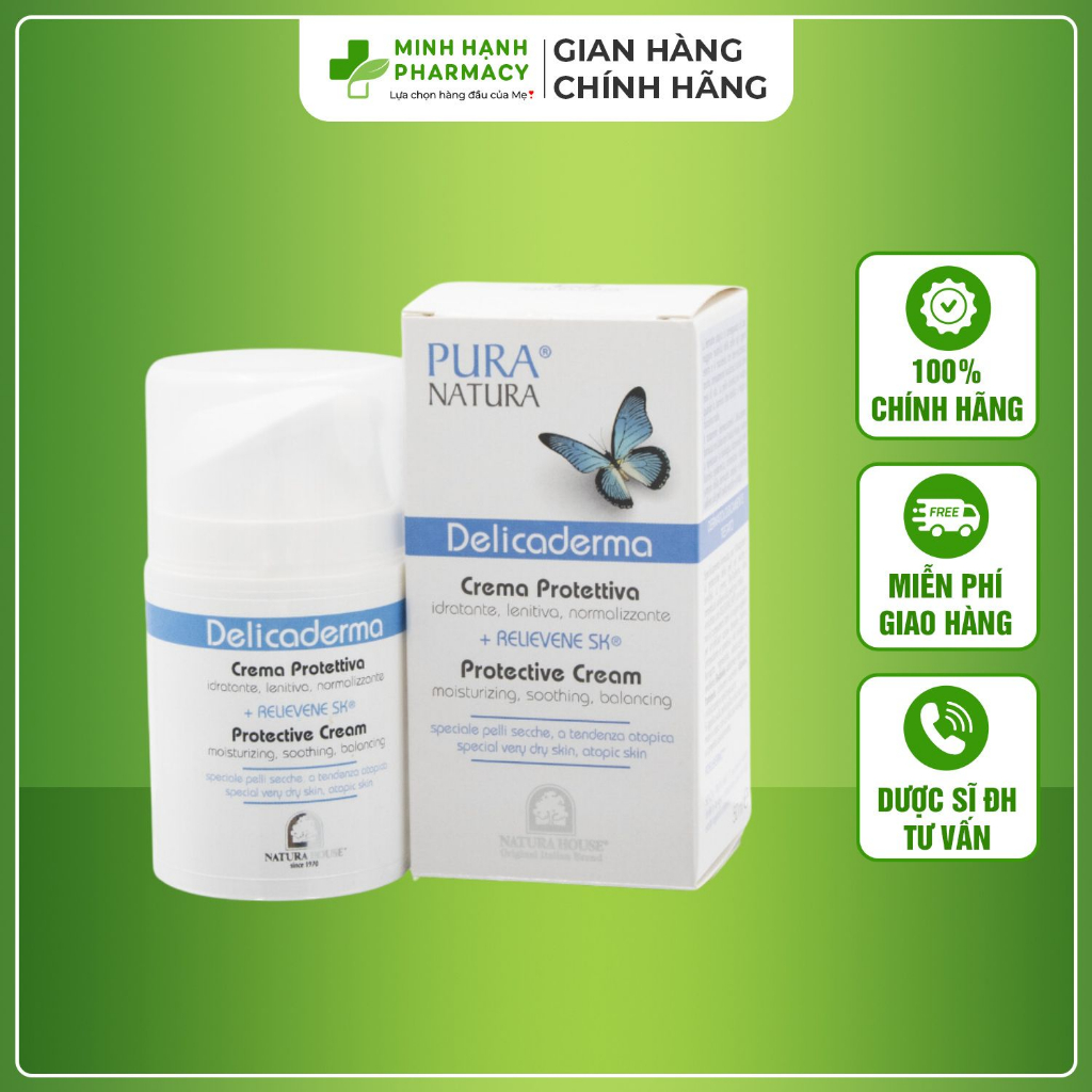 Kem Viêm Da Cơ Địa Delicaderma Giúp Dưỡng Ẩm, Cải Thiện Viêm Da, Chàm, Eczema, Á Sừng, Vảy Nến - Kem Deli 50Ml
