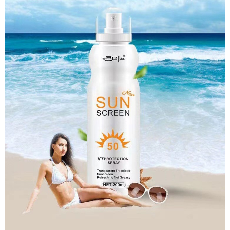 Xịt chống nắng Sun Screen V7 SPF50+ chống tia cực tím cho mặt và cơ thể giúp bảo vệ da suốt cả ngày 200ml