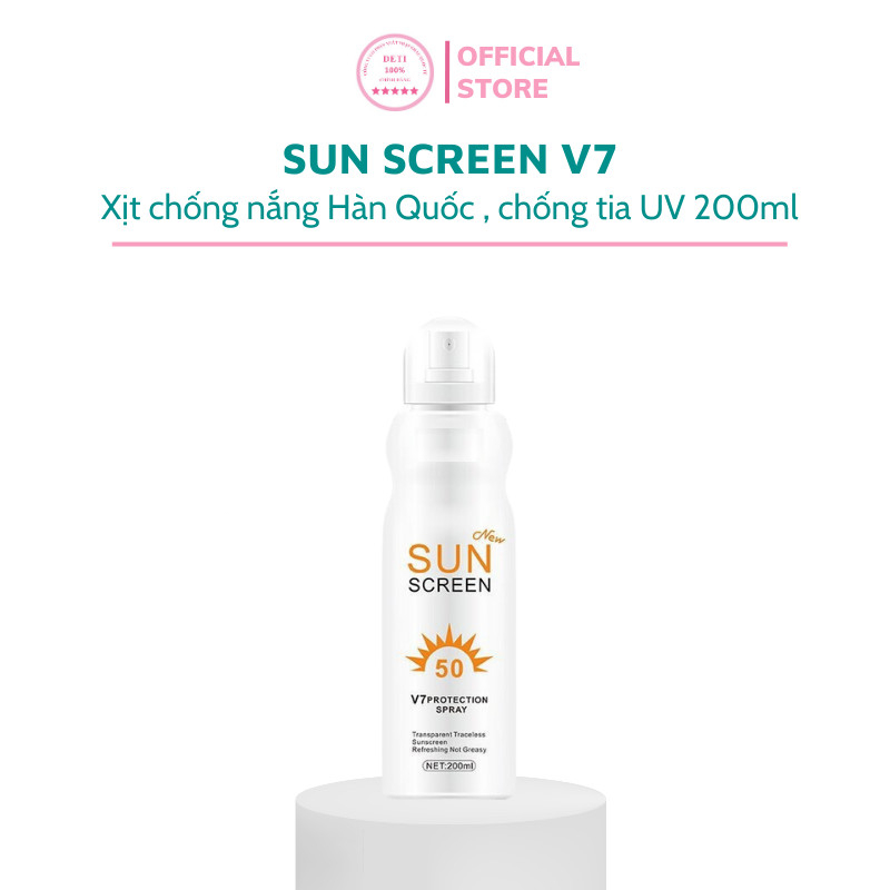 Xịt chống nắng Sun Screen V7 SPF50+ chống tia cực tím cho mặt và cơ thể giúp bảo vệ da suốt cả ngày 200ml