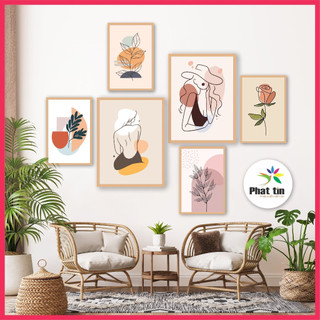 Set 6 tranh tối giản, decor dán tường In Phát Tín, tranh trang trí tiện lợi có sẵn keo, chỉ cần dán, không khoan tường.