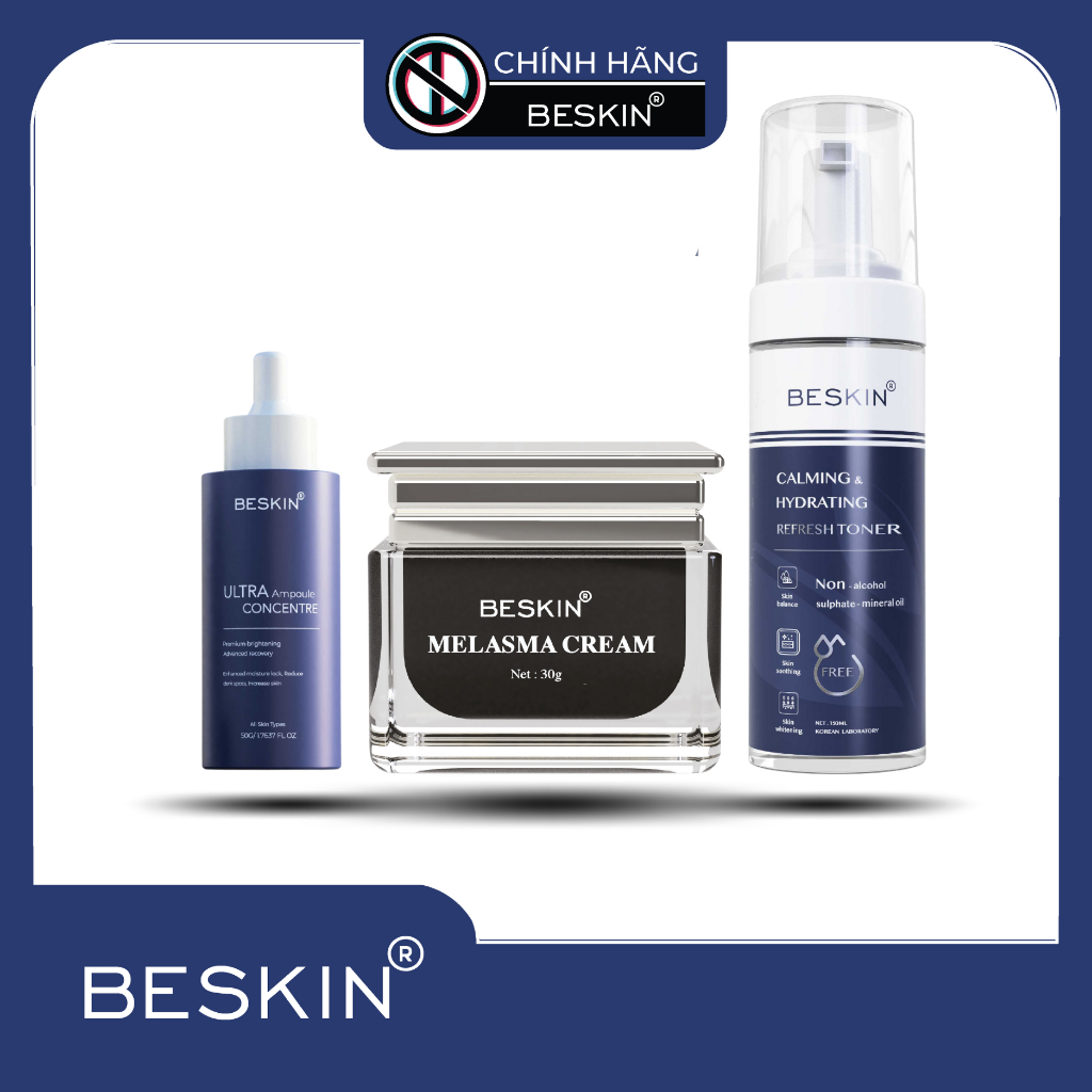 DƯỠNG ĐÊM CHO DA NÁM, TÀN NHANG - Bao gồm các sản phẩm: Toner tạo bọt, Tinh chất trắng da, Kem Face Nám 30g