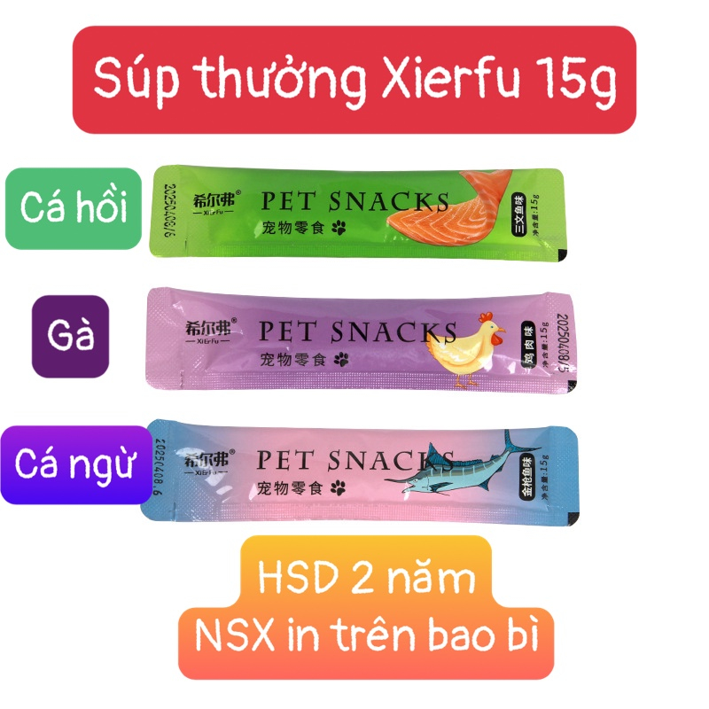 Combo 100 thanh súp thưởng 10 loại cho mèo bổ sung dinh dưỡng - NSX luôn mới, được in trên bao bì