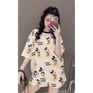 Set bộ cotton su form rộng tay lỡ - Mickey in Full toàn thân