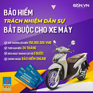 TOÀN QUỐC [E-Voucher] Bảo hiểm Trách nhiệm dân sự Bắt buộc xe máy Điện tử EZIN PVI trên 50 cc - 2 năm
