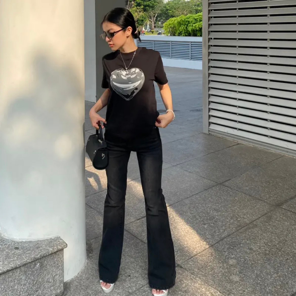 Áo BABY TEE BLACK HEART, áo thun baby tee cotton 100% localbrand 2023