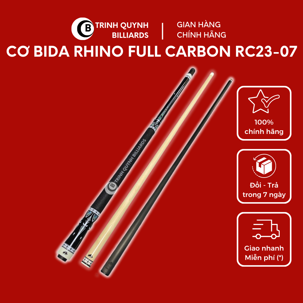 Cơ Bida Rhino Full Carbon 2023 B TRINH QUYNH BILLIARDS RC23-07