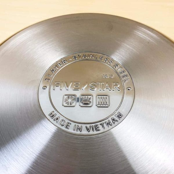 Nồi chống dính cao cấp Fivestar 18cm/20cm/22cm - Inox 3 đáy - Nắp kính